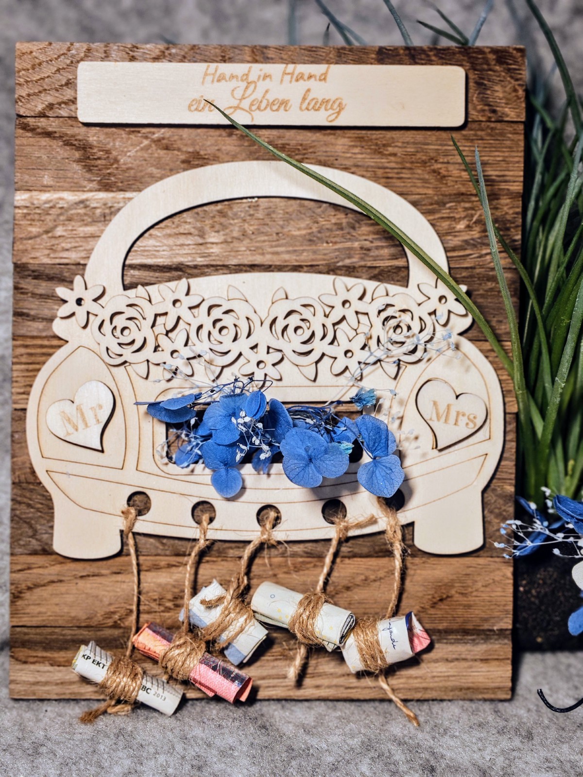 Personalisierbares Hochzeitsgeldgeschenk im Autodesign