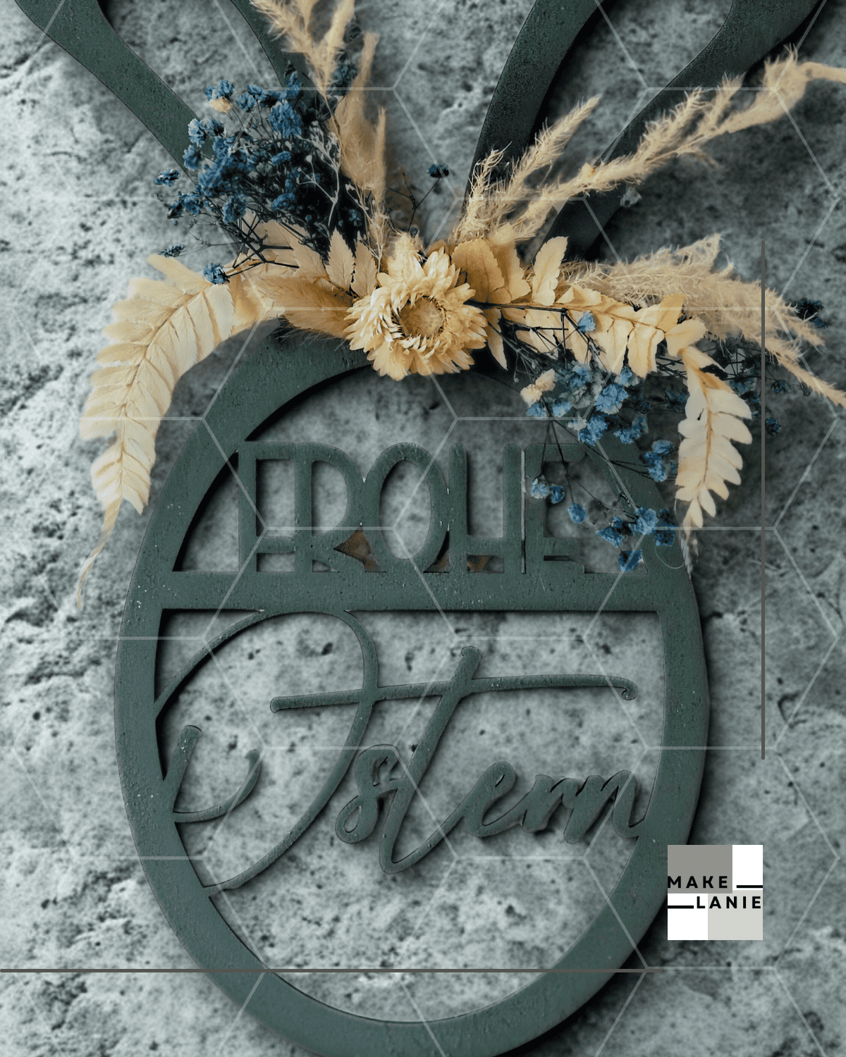 Moderne Osterdeko aus Holz 41 cm – Osterdeko Wand- und Türdeko aus Pappelsperrholz